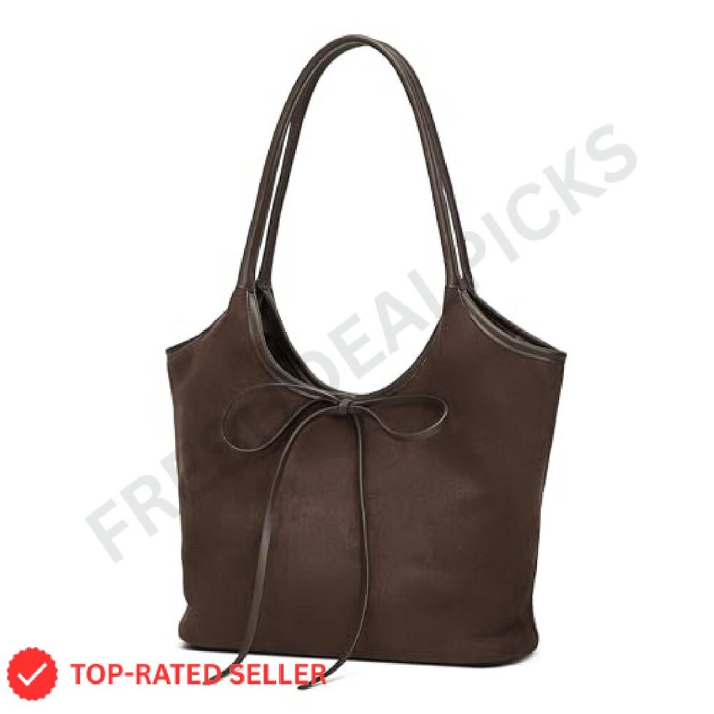 Brown Leather Bow-Accent Hobo Bag - Women - Picture 3 of 8